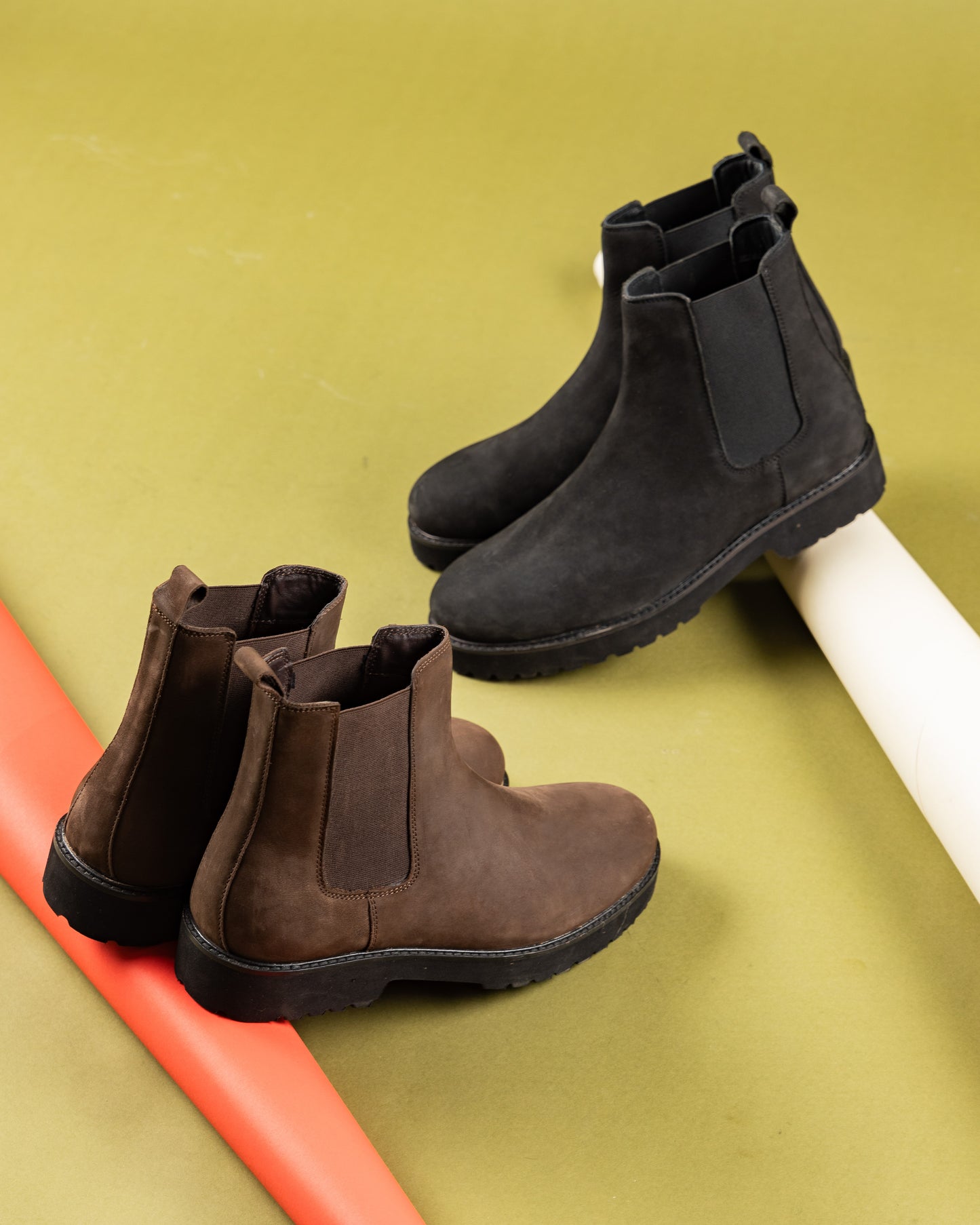 Black Hazel chunky boots in nubuck leather