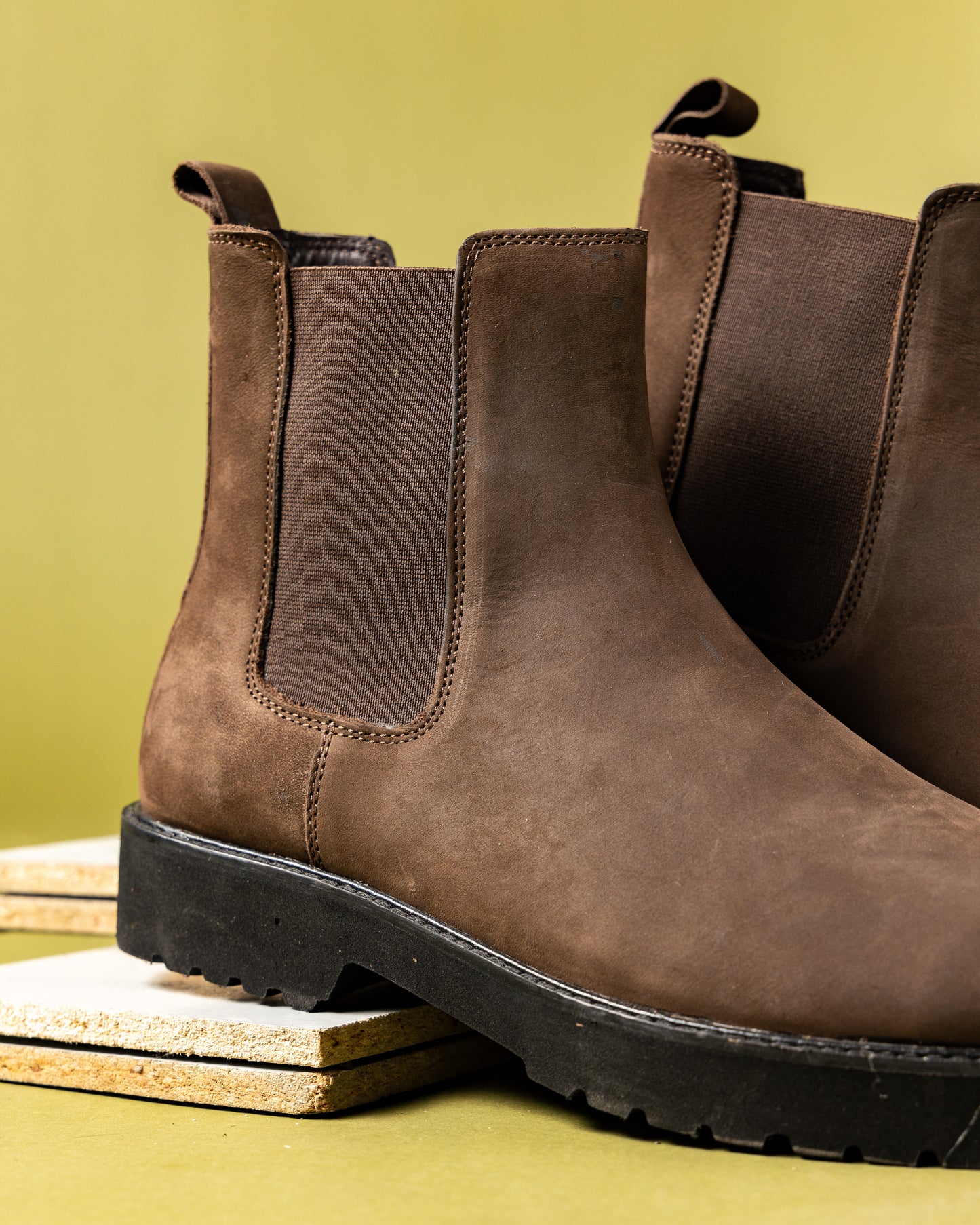 Brown Hazel chunky boots in nubuck leather
