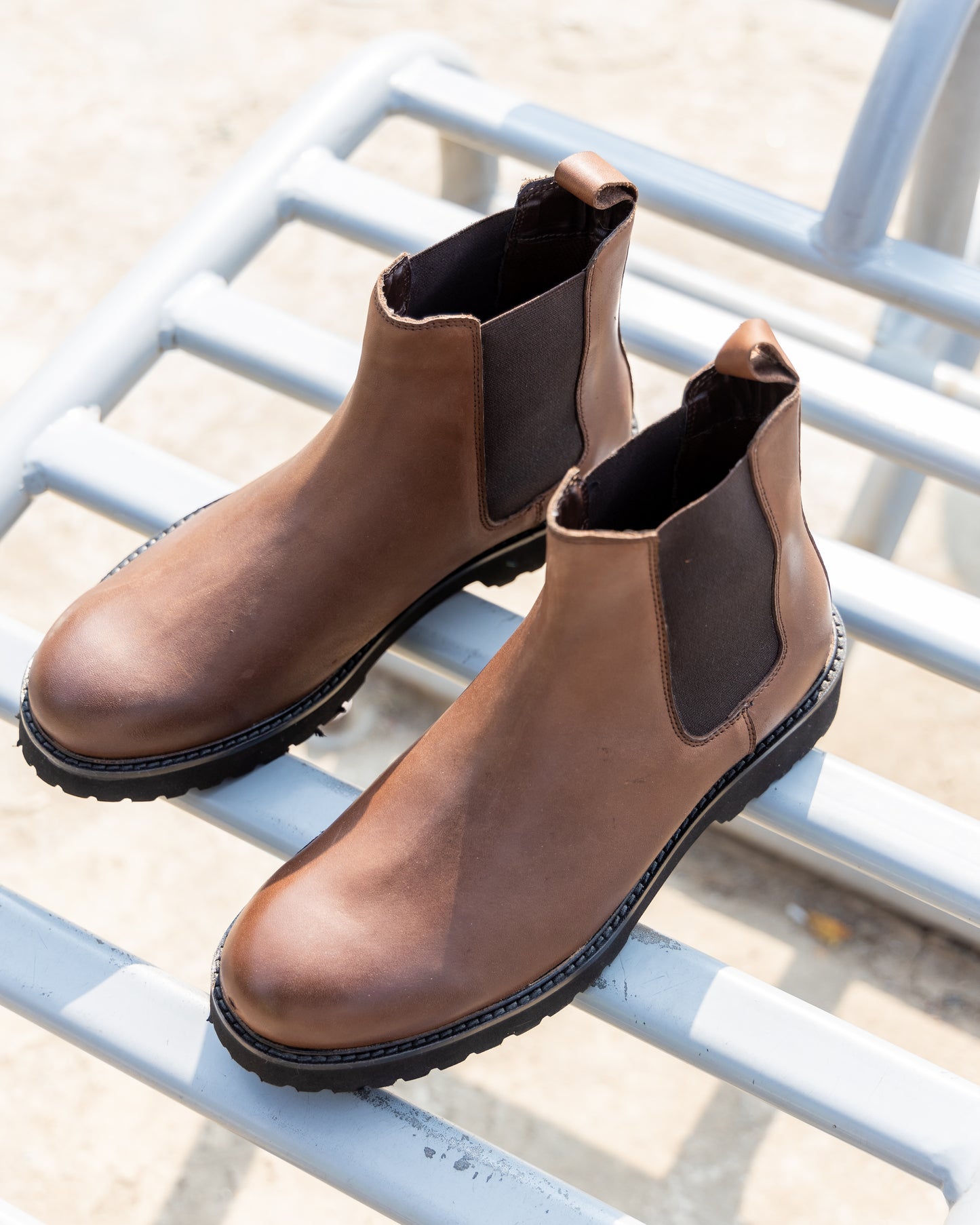 Chunky Brown Chelsea Boots