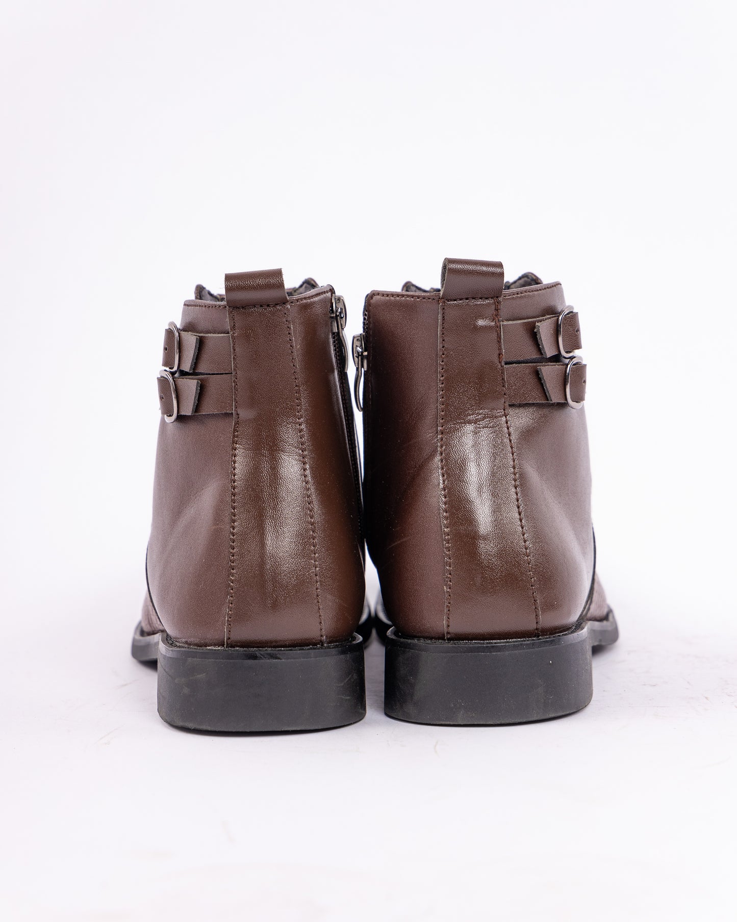 Pattern buckle vegan zipper boot